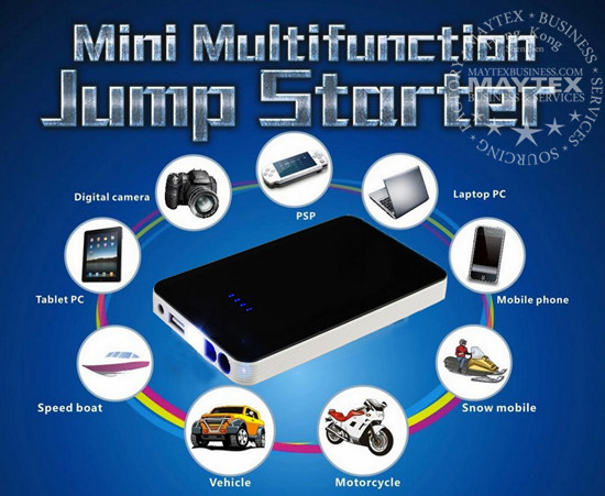 Ultra-thin Colorful 8000mAh Car Jump Starter And Power Bank